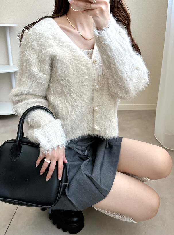 パールラメフェザーニットカーディガン[gc290] | レディース