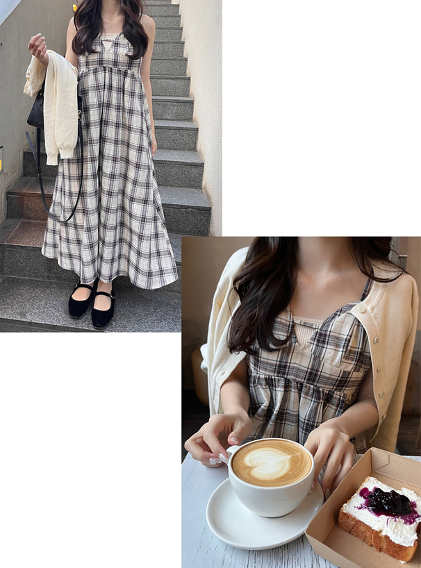 チェック柄フレアキャミソールワンピース[gc295] | レディース