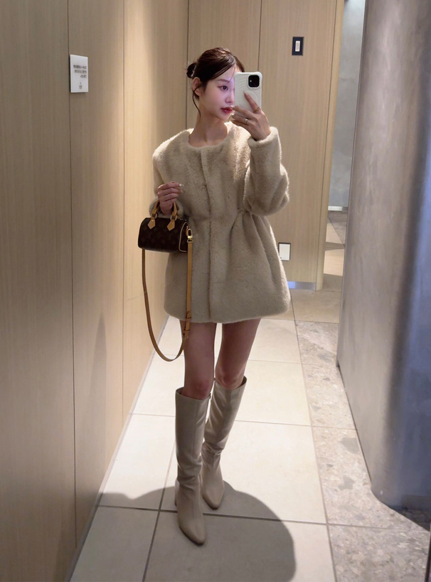 スクエアトゥハイヒールレザーロングブーツ[gd1457] | レディース