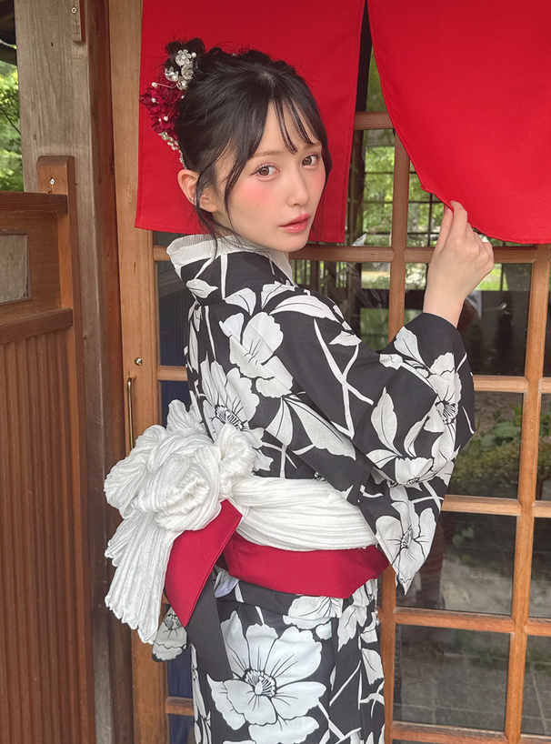 モノトーン椿浴衣セット[gi1201] | レディースファッション通販の