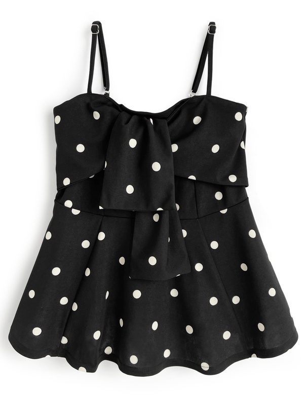 リボンデザインドット柄キャミソールトップス[dh1372] | レディース