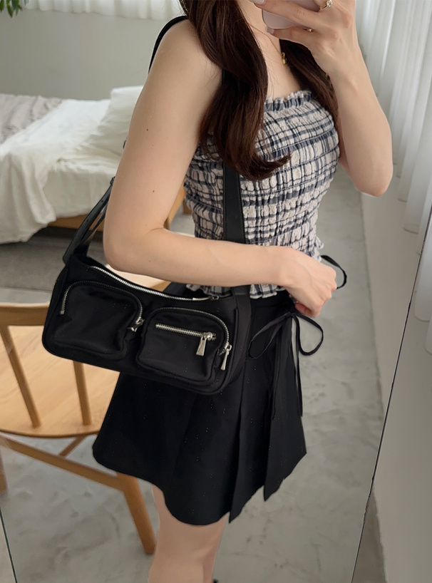 カップ入りチェック柄シャーリングキャミソール[dk1114] | レディース