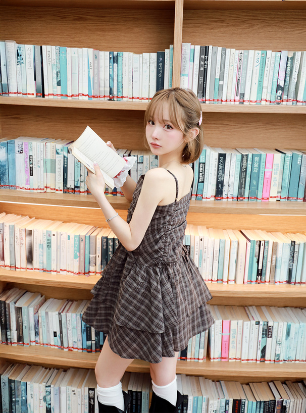 チェック柄ドロストリボンミニワンピース[dk1357] | レディース