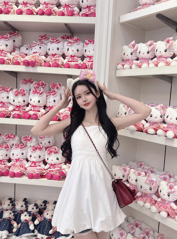 バックリボンバルーンキャミソールミニワンピース[dk1378