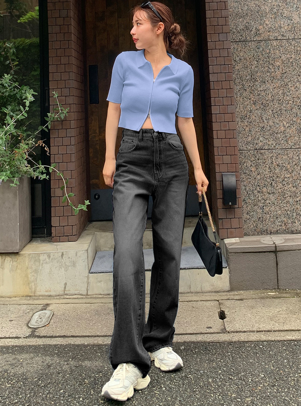 フロントジップショート丈ニットカーディガン[dr568] | レディース