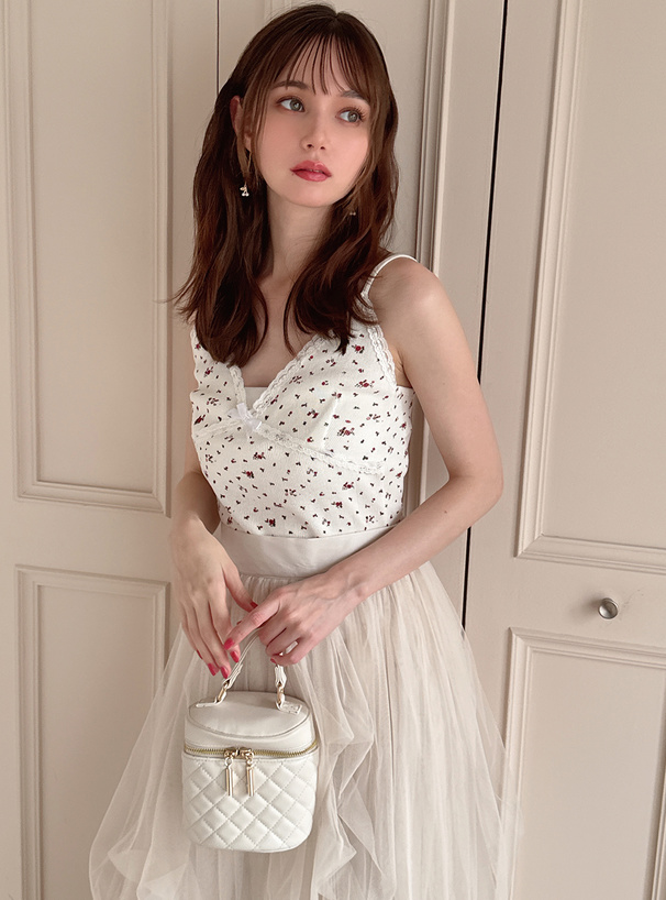 花柄レースリボンクロップド丈キャミソール[dr729] | レディース