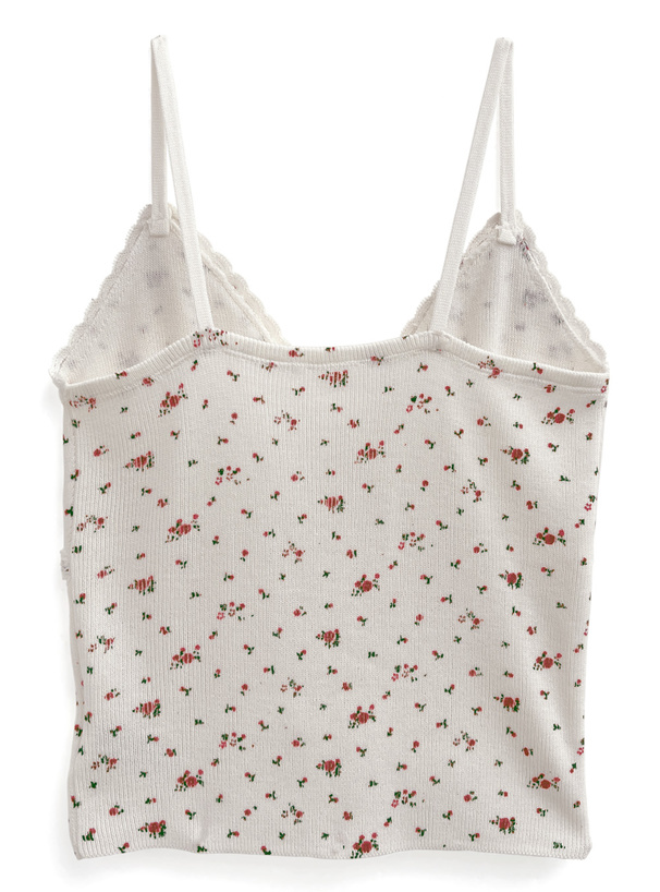 花柄レースリボンクロップド丈キャミソール[dr729] | レディース