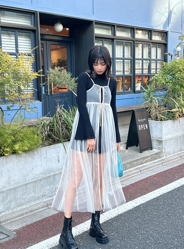 チュールリボンキャミワンピース[fo1873] | レディースファッション