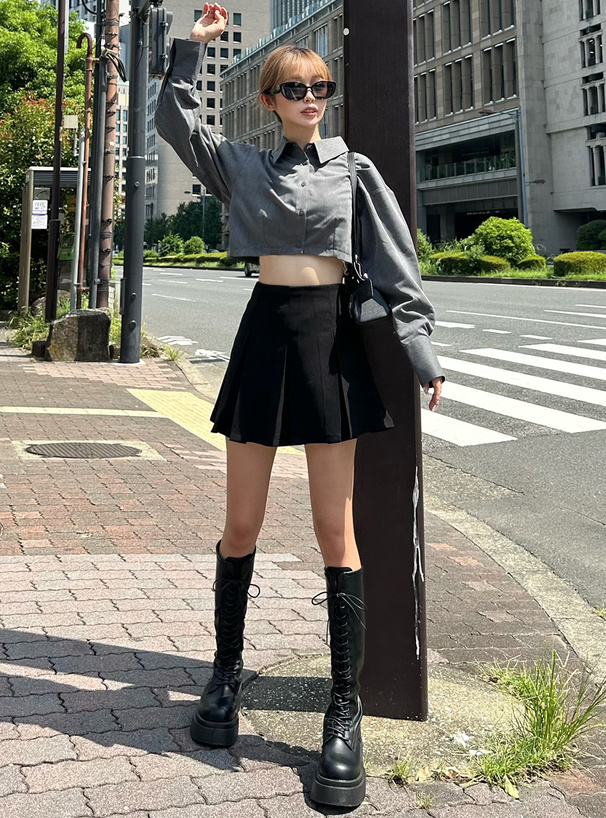 レースアップレザーロングブーツ[fa076] | レディースファッション通販