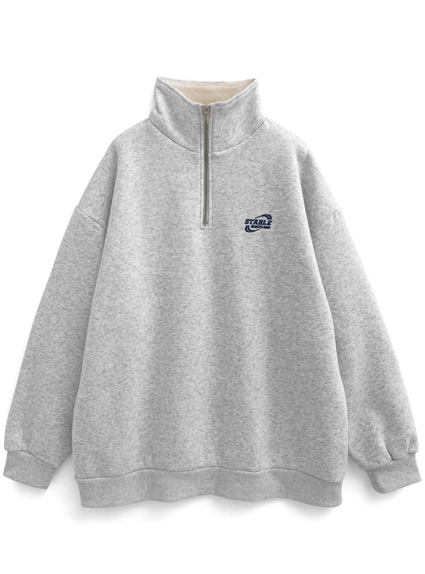 ロゴ刺繍ハーフジップスウェットトップス[fu221] | レディース