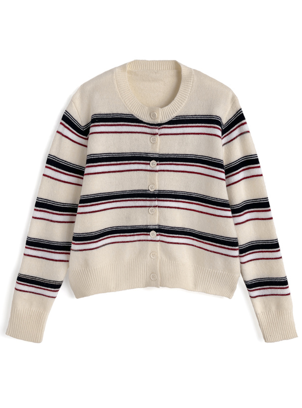 ボーダー柄ニットカーディガン[ks208] | レディースファッション通販の