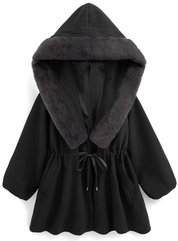 ファー付きフードドロストコート[kz576] | レディースファッション通販