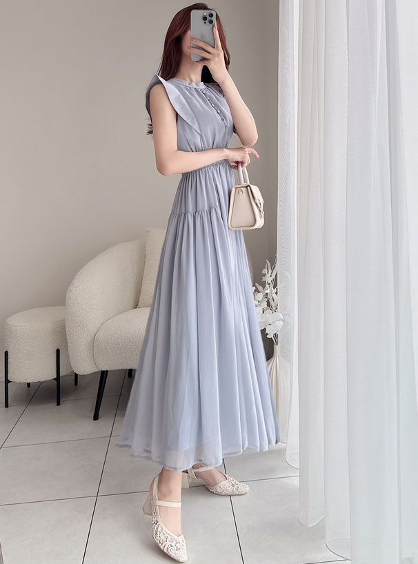 楊柳シフォンフリルフレアワンピース[k9123c] | レディース