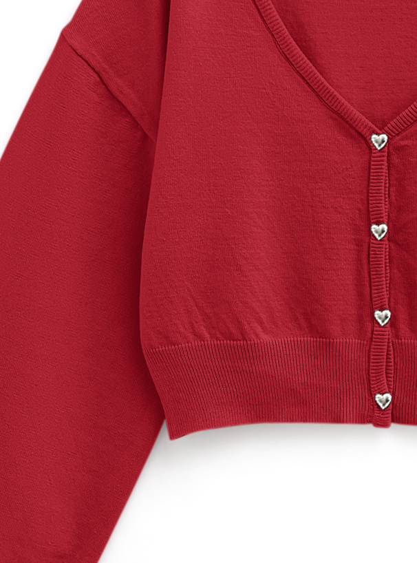 クロップド丈ハートボタンニットカーディガン[k9325z] | レディース