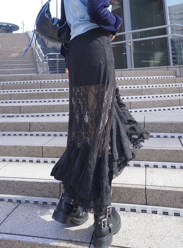 アシンメトリーレースロングスカート[nh192] | レディースファッション
