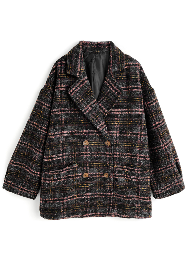 チェック柄ダブルボタンコート[nk91] | レディースファッション通販の