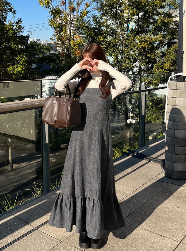 ショルダーリボンツイードロングワンピース[nr369] | レディース