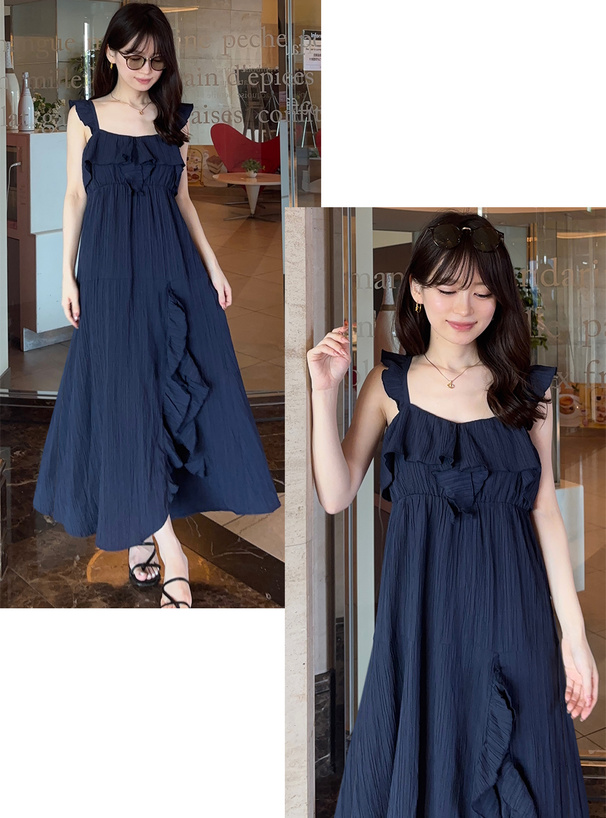 フリルショルダーフレアワンピース[nr383] | レディースファッション