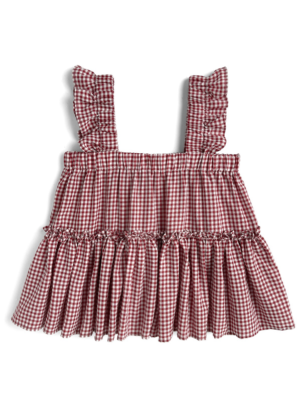 ギンガムチェック柄フリル切り替えキャミソールトップス[sd106