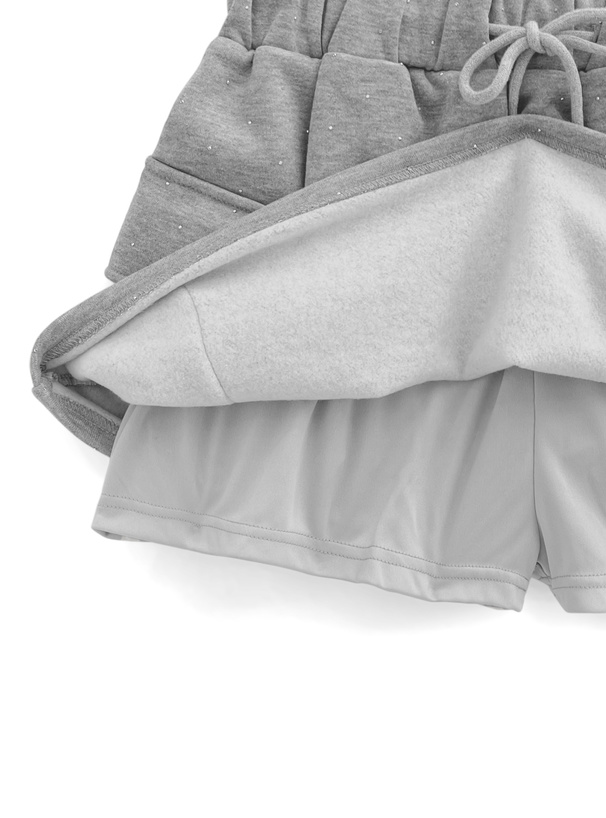 ラインストーントップス×ミニスカートスウェットセットアップ[pm472a