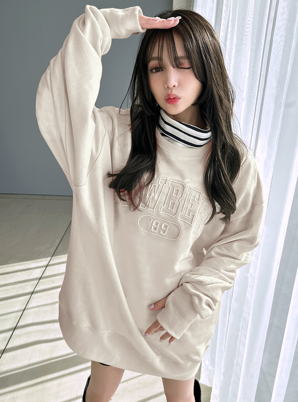 サムホール付き裏起毛ロゴ刺繍スウェット[pm248] | レディース