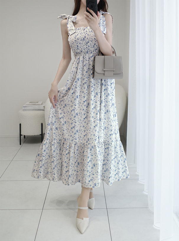 花柄リボンシャーリングティアードワンピース[pp168] | レディース