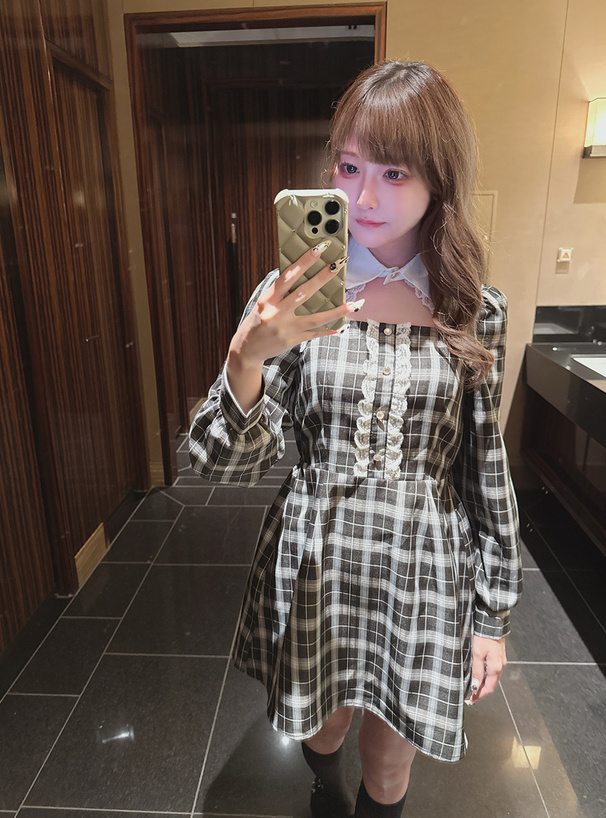チェック柄フロントオープンミニワンピース[tg899] | レディース