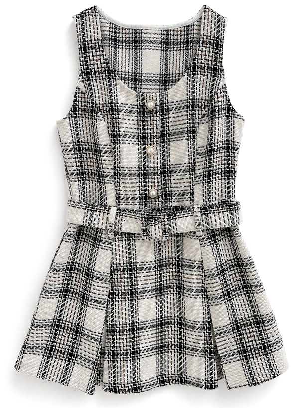 ロービングチェックベルト付きミニワンピース[tu1423] | レディース
