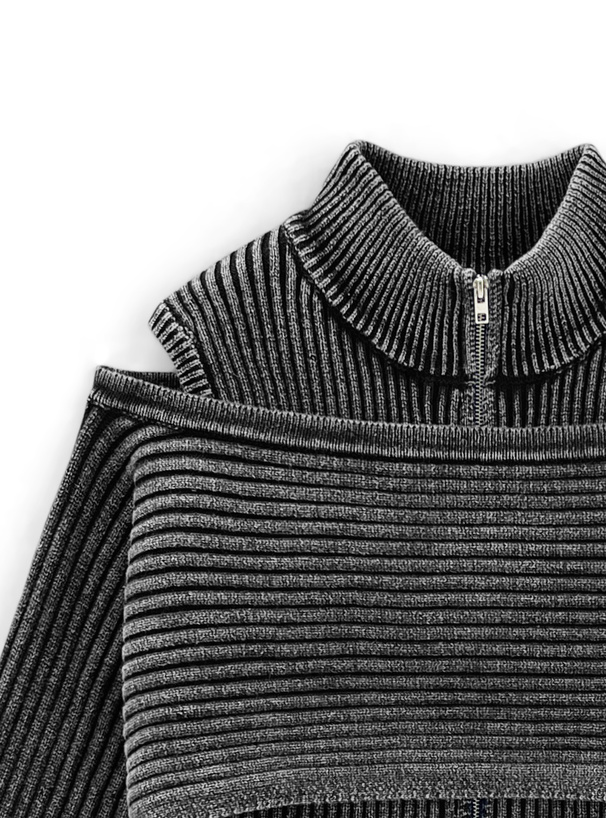 ダブルジップトップス×クロップド丈ボレロニットアンサンブル[tu1517