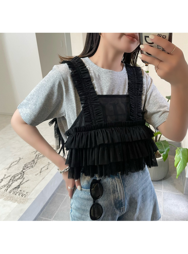 チュールフリルサイドリボンビスチェ[tw1153] | レディース