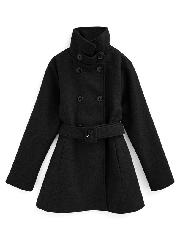 ベルト付きスタンドカラーミドル丈コート[ze836] | レディース