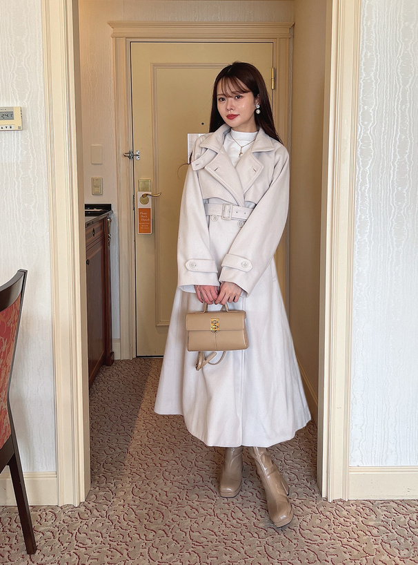 襟2Wayフェイクウールトレンチコート[ze845] | レディースファッション