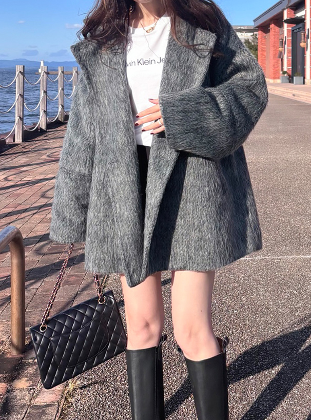 ミドル丈シャギーダブルコート[ze956] | レディースファッション通販の