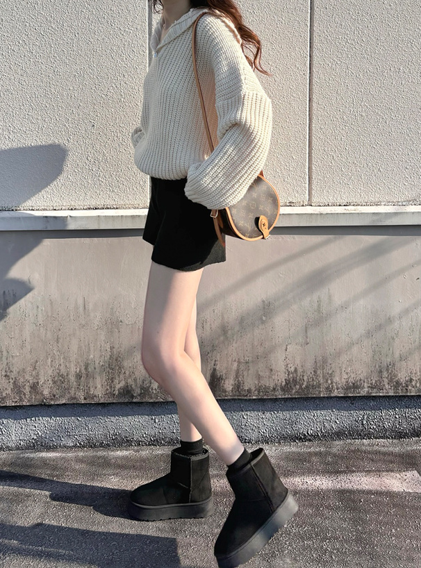 厚底アウトシームムートンショートブーツ[zr1090] | レディース