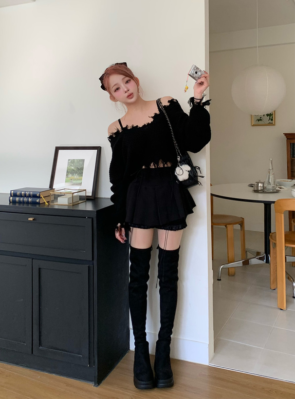 2Way厚底ドロストリボンニーハイブーツ[zr1231] | レディース