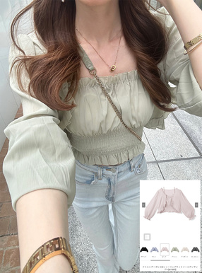 フリルシアーボレロXシャーリングキャミソールアンサンブル[at1885