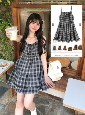 チェック柄キャミソールミニワンピース[gn509] | レディース