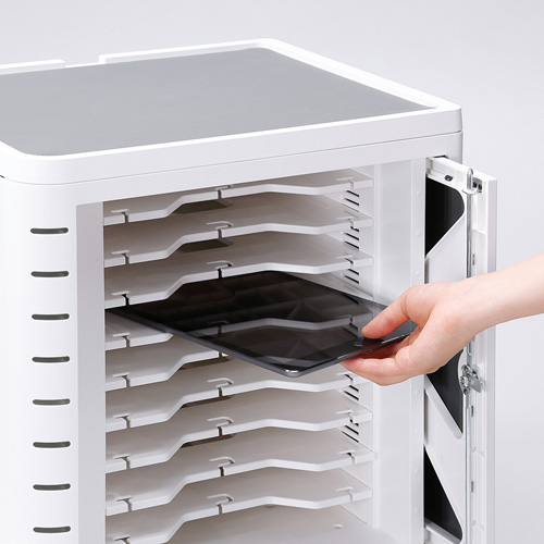 タブレット保管庫（収納・キャビネット・iPad・10台収納・ホワイト