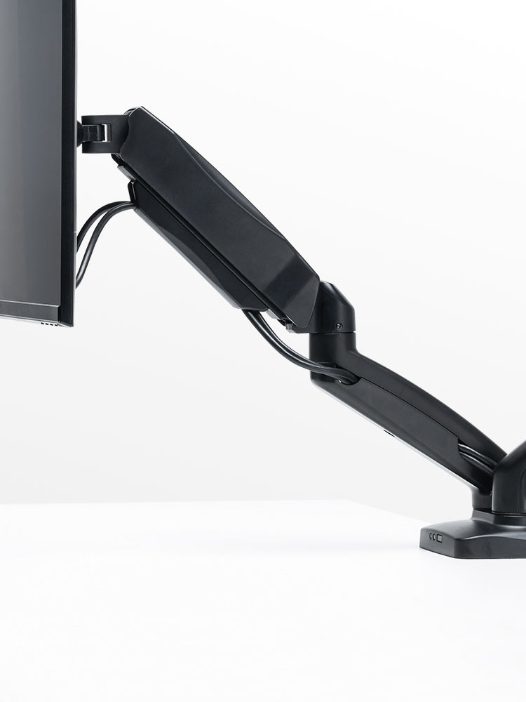 デュアルモニターアーム｜32インチ・メカ式・スリムクランプ・上下