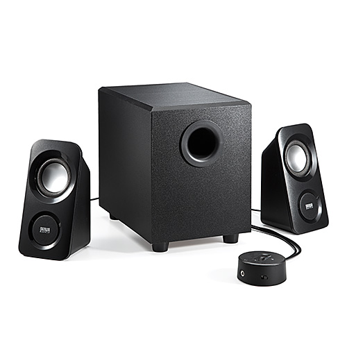 2.1chスピーカー（サブウーファー搭載・最大14W出力・手元