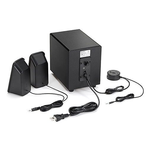 2.1chスピーカー（サブウーファー搭載・最大14W出力・手元