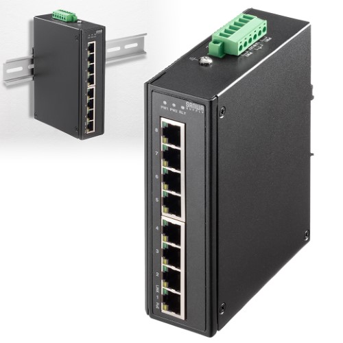 スイッチングハブ（産業用・ギガビット・POE・高耐久・8ポート・EMS