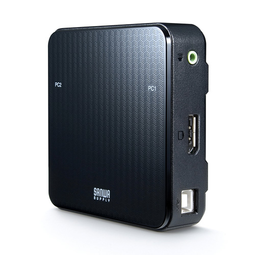 パソコン自動切替器（2:1・DisplayPort対応・手元スイッチ付き） SW