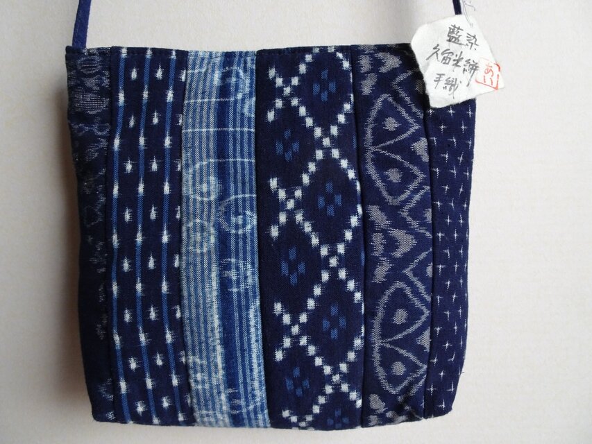 手織り久留米絣：6枚パッチワークのショルダーバッグ（B-30） | iichi