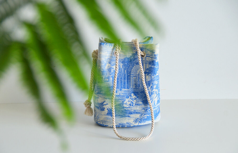 トワルドジュイ ジャガード 2wayポシェットマリンバッグ ブルー（Toile