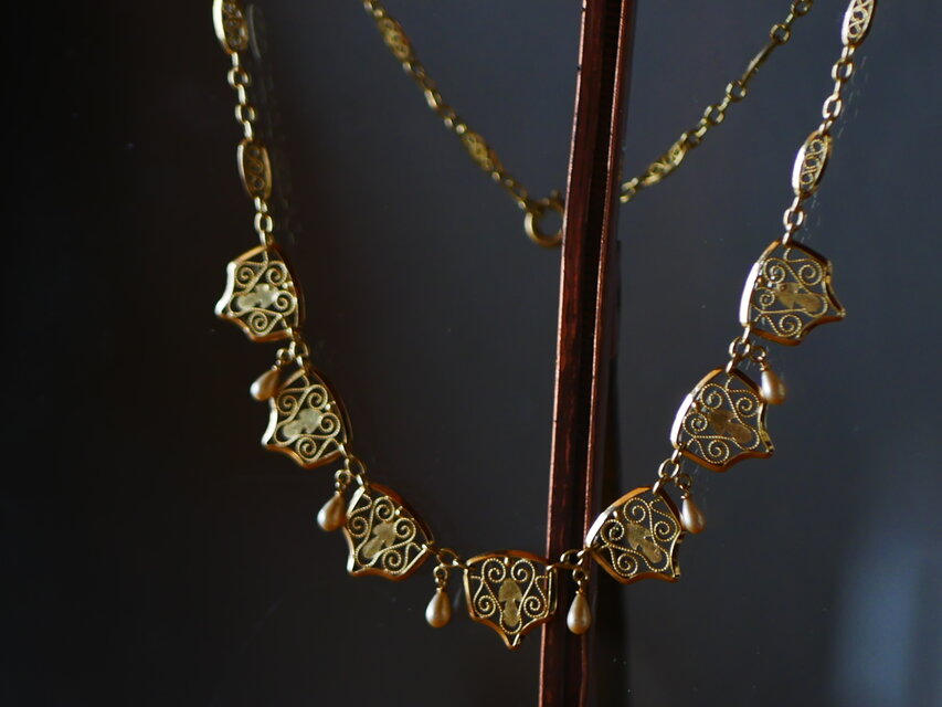 FN-17】フィリグリーネックレス K18YG フランスアンティーク