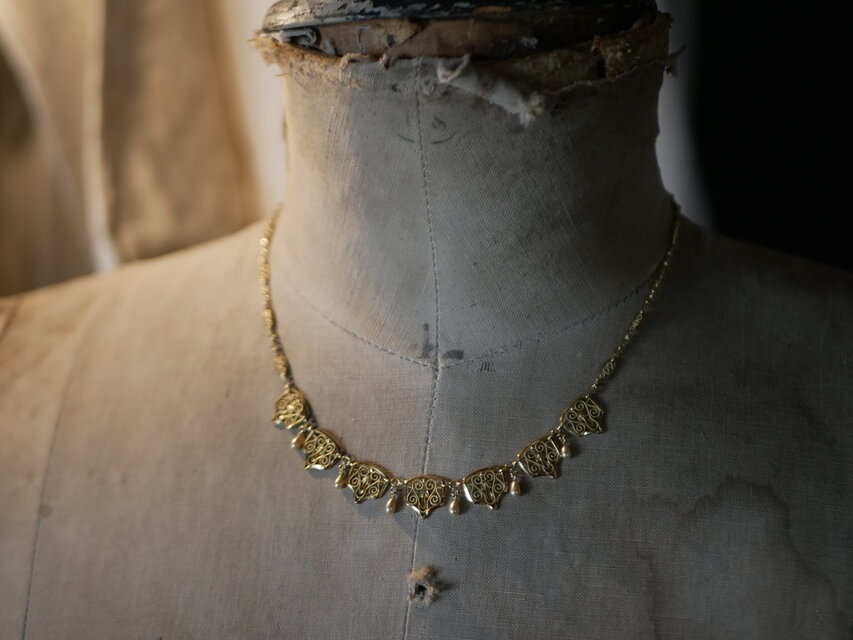 FN-17】フィリグリーネックレス K18YG フランスアンティーク