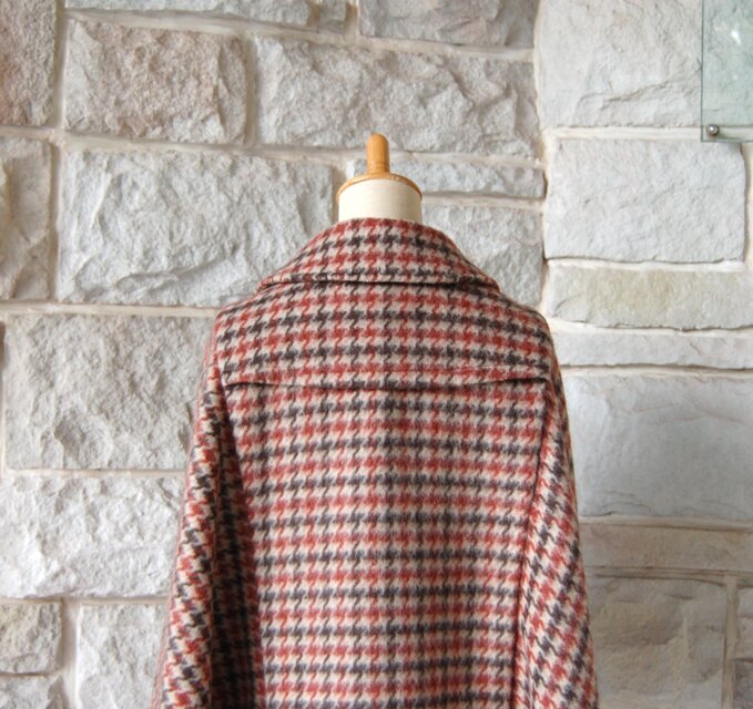 エレガントケープコート】 ロンドンの名探偵 ブラウン系千鳥格子 背