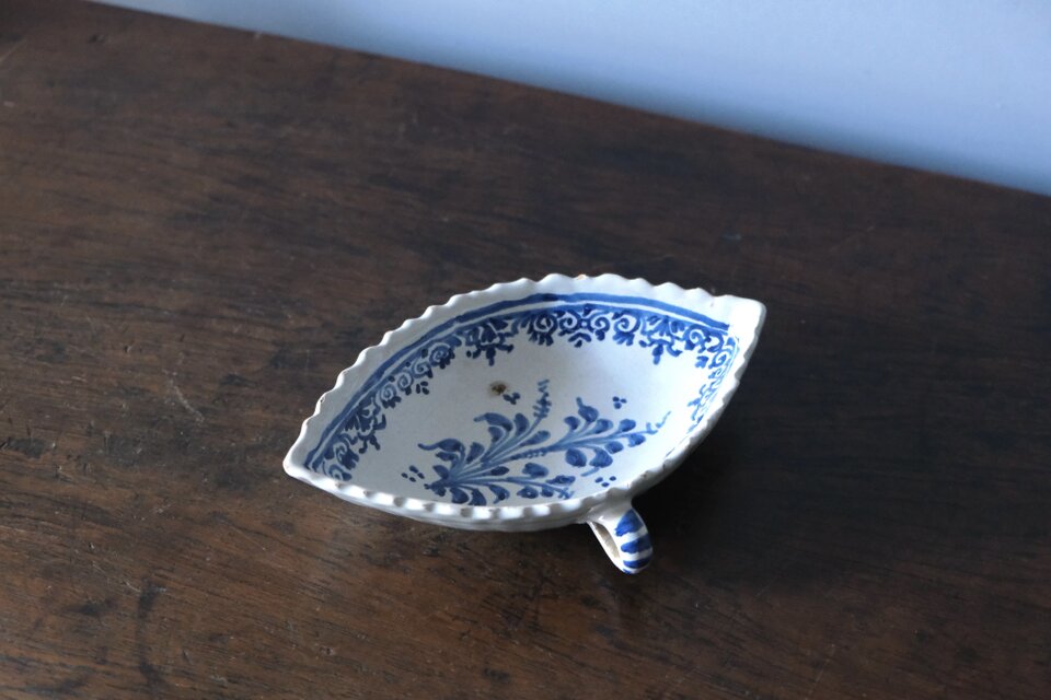 18世紀 南仏 陶器 青絵 ラヴィエ フランス アンティーク 0502453