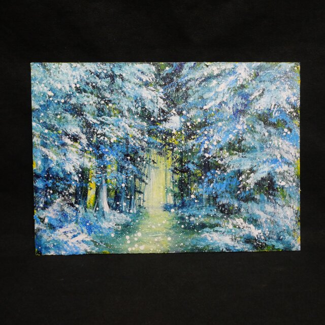 油彩画【雪の森の光】冬の風景 | iichi 日々の暮らしを心地よくする